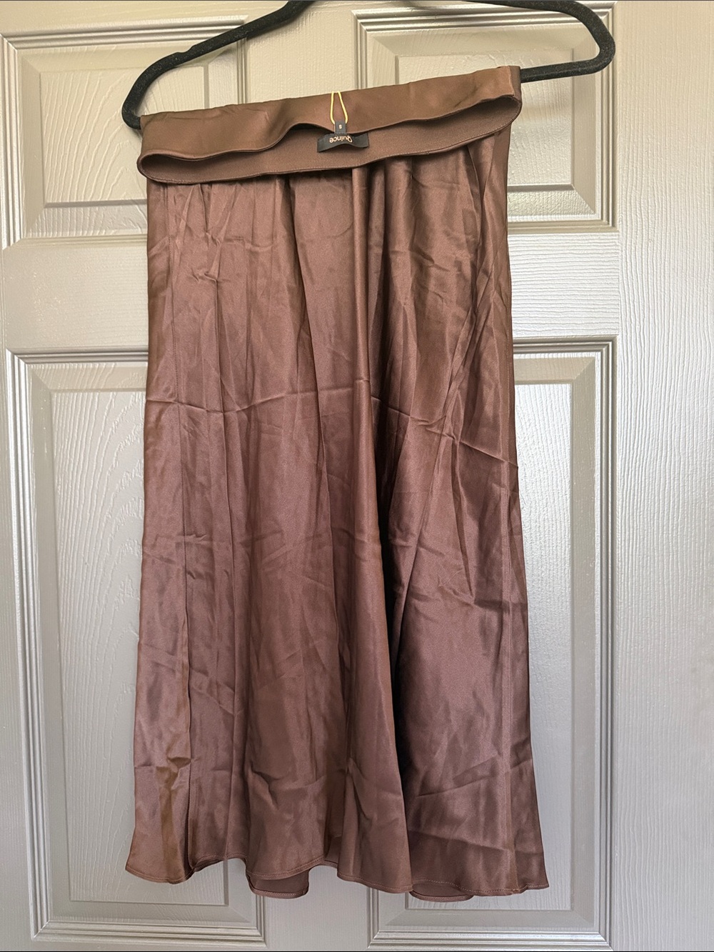 Quince Wine / Brown 100% Silk Maxi Skirt - Picture 3 of 4
